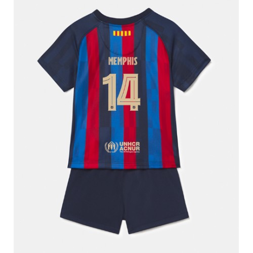 Dres Barcelona Memphis Depay #14 Domaci za djecu 2022-23 Kratak Rukav (+ kratke hlače)
